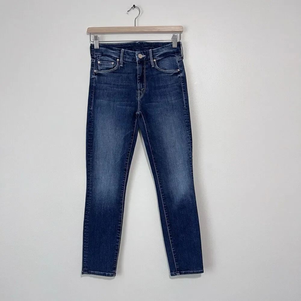 MOTHER The Looker Crop Jeans On The Edge Wash Size 25 Denim Blue